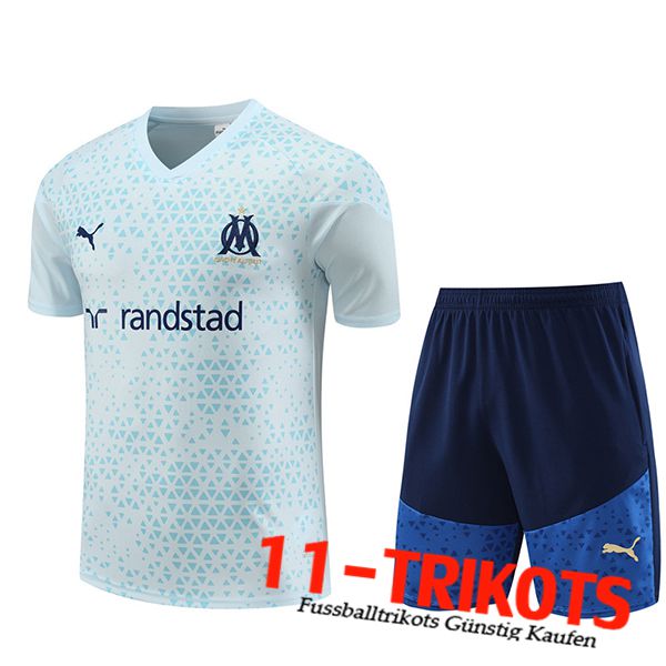 Marseille Trainingstrikot + Shorts Hellblau 2023/2024 -02