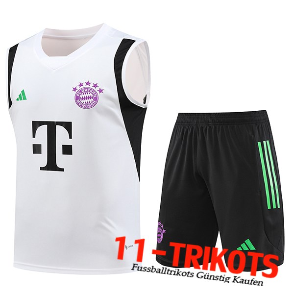 Bayern München Trainings-Tanktop + Shorts Weiß 2023/2024 -02