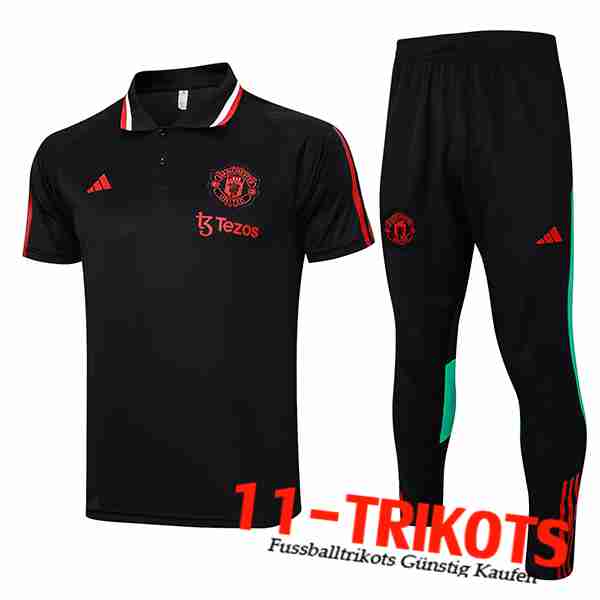 Manchester United Poloshirt Schwarz 2023/2024