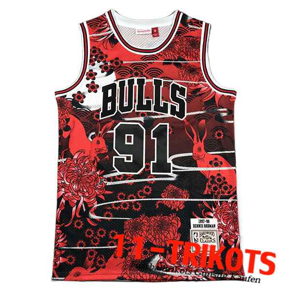 Trikots Chicago Bulls Trikots (RODMAN #91) Shorts NBA 2023/24 Rot -03