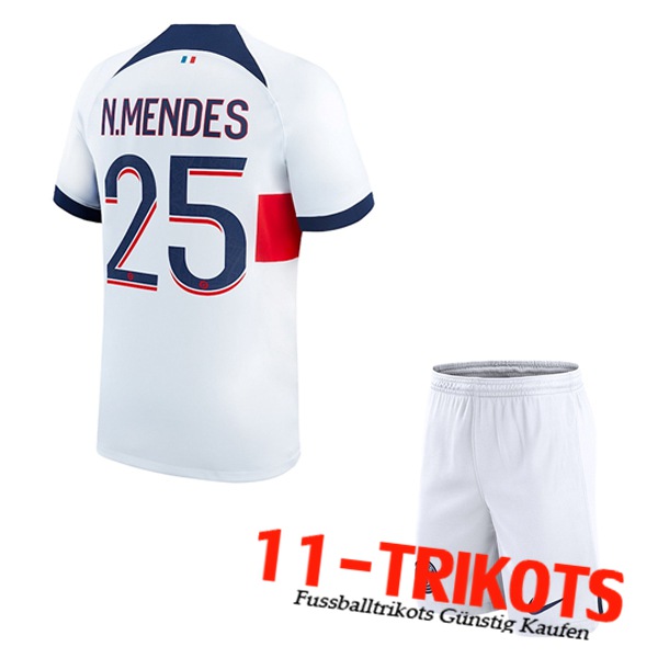 PSG (N.MENDES #25) Kinders 2023/2024 Auswärtstrikot