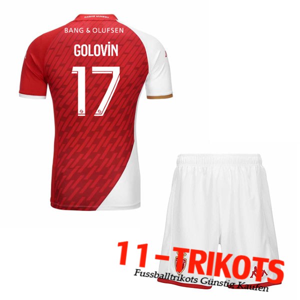 AS Monaco (GOLOVIN #17) Kinders 2023/2024 Heimtrikot