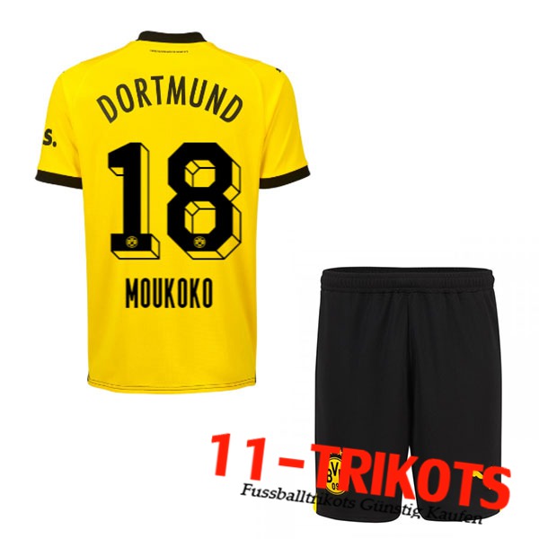 Dortmund BVB (MOUKOKO #18) Kinders 2023/2024 Heimtrikot