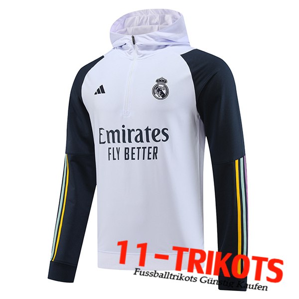 Real Madrid Training Sweatshirt Mit Kapuze Weiß 2023/2024