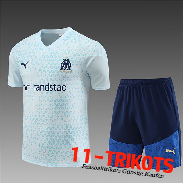 Marseille Training T-Shirts + Shorts Kinder Hellblau 2023/2024