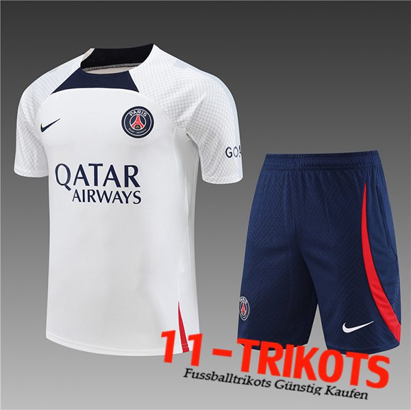 PSG Training T-Shirts + Shorts Kinder Weiß 2023/2024 -03