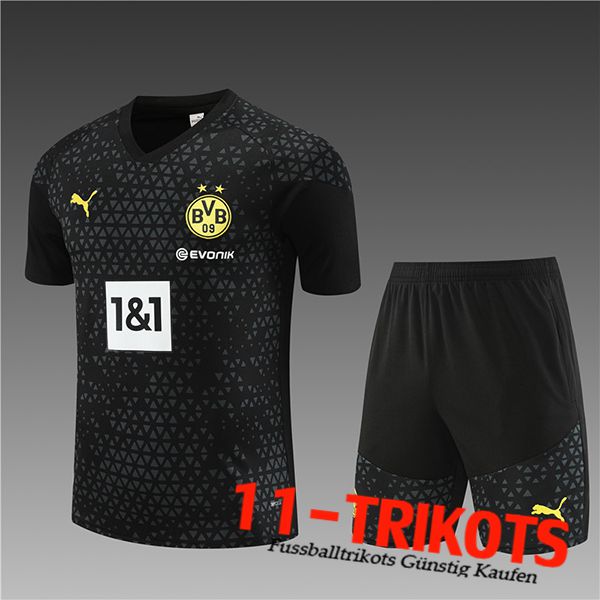 Dortmund Training T-Shirts + Shorts Kinder Schwarz 2023/2024