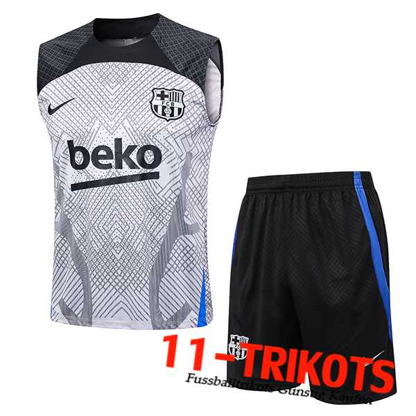 FC Barcelona Trainings-Tanktop + Shorts Hellgrau 2023/2024