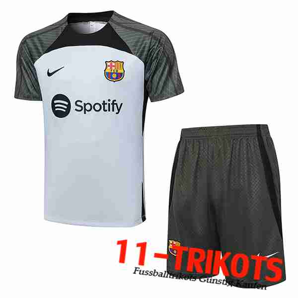 FC Barcelona Trainingstrikot + Shorts Hellgrau 2023/2024
