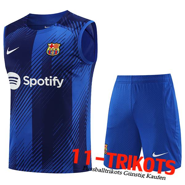FC Barcelona Trainings-Tanktop + Shorts Blau 2023/2024 -04