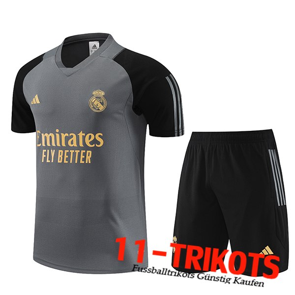 Real Madrid Trainingstrikot + Shorts Grau 2023/2024