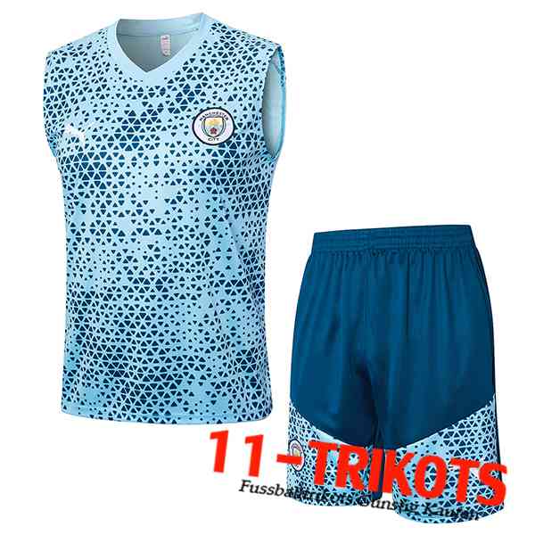 Manchester City Trainings-Tanktop + Shorts Hellblau 2023/2024 -02