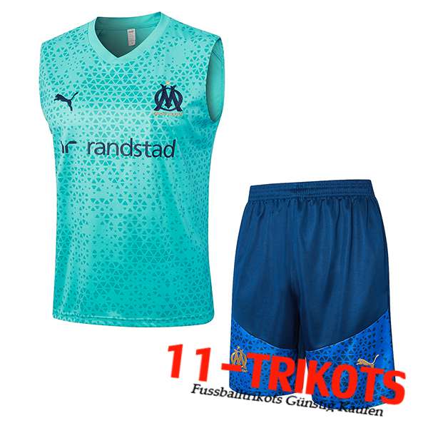 Marseille Trainings-Tanktop + Shorts Hellblau 2023/2024