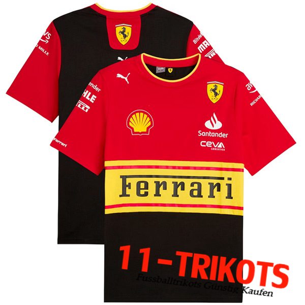 Scuderia Ferrari Team T-Shirt F1 Rot/Schwarz/Gelb 2023
