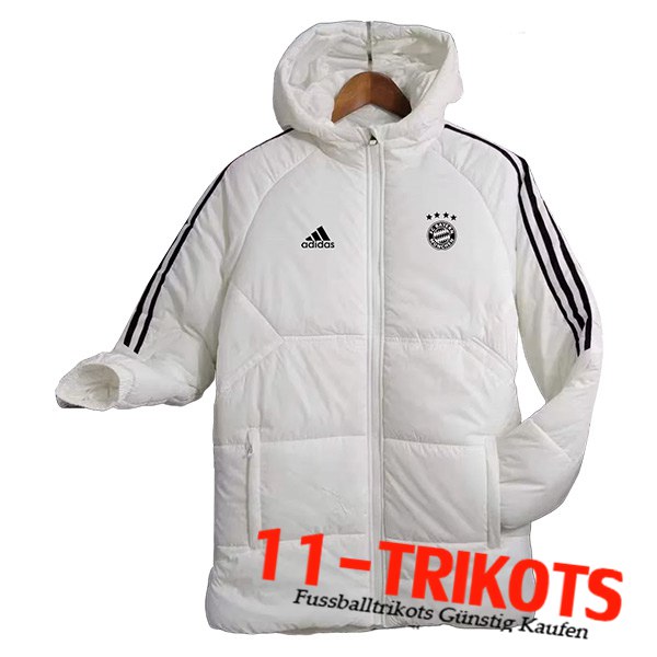 Neues Bayern Munchen Daunenjacke Mit Kapuze Weiß 2023/2024 -03