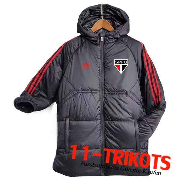 Neues Sao Paulo FC Daunenjacke Mit Kapuze Schwarz 2023/2024