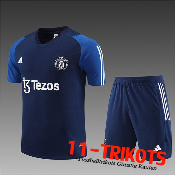 Manchester United Trainingstrikot + Shorts Kinder Navy blau 2023/2024
