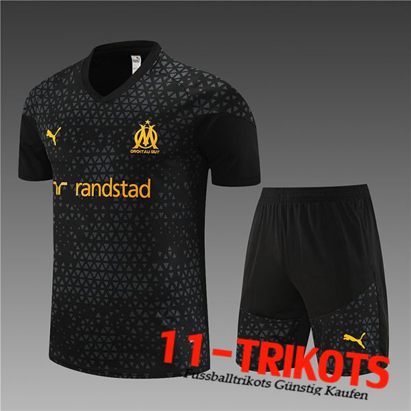 Marseille Trainingstrikot + Shorts Kinder Schwarz 2023/2024