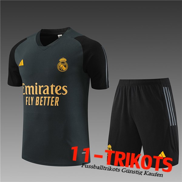 Real Madrid Trainingstrikot + Shorts Kinder Dunkelgrau 2023/2024