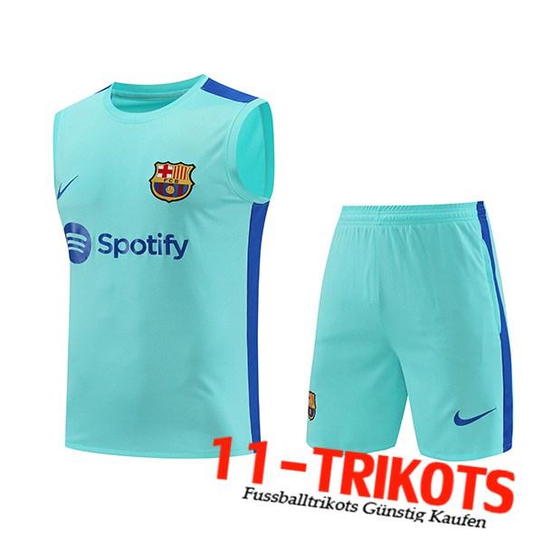 FC Barcelona Trainings-Tanktop + Shorts Hellblau 2023/2024 -02