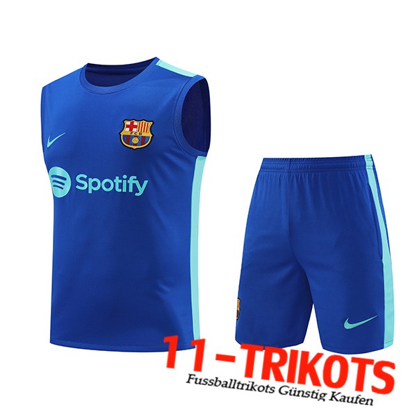 FC Barcelona Trainings-Tanktop + Shorts Blau 2023/2024 -05