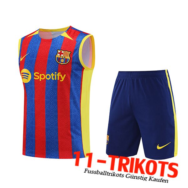 FC Barcelona RTrainings-Tanktop + Shorts ot/Blau 2023/2024 -03