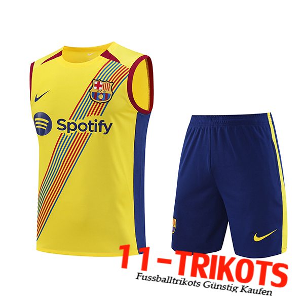 FC Barcelona Trainings-Tanktop + Shorts Gelb 2023/2024 -04