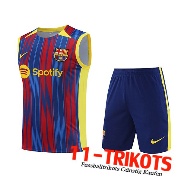 FC Barcelona Trainings-Tanktop + Shorts Rot/Blau 2023/2024 -02