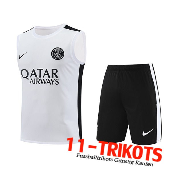 PSG Trainings-Tanktop + Shorts Weiß 2023/2024 -03