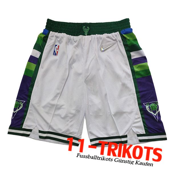 Milwaukee Bucks Shorts NBA 2023/24 Weiß/Grün