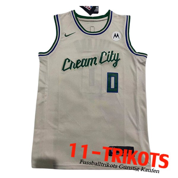 Milwaukee Bucks Trikot (LILLARD #0) 2023/24 Beige/Grün