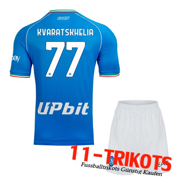 SSC Neapel (KVARATSKHELIA #77) Kinder 2023/2024 Heimtrikot