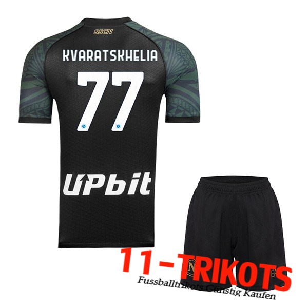 SSC Neapel (KVARATSKHELIA #77) Kinder 2023/2024 Third Trikot