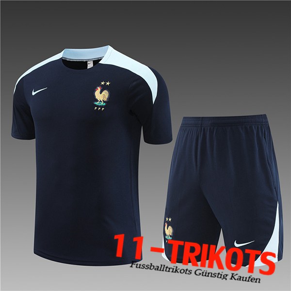 Frankreich Trainingstrikot + Shorts Kinder Navy blau 2023/2024