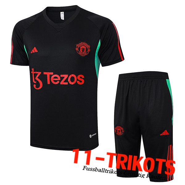 Manchester United Trainingstrikot + Shorts Schwarz 2023/2024 -04