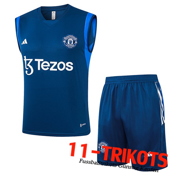 Manchester United Trainings-Tanktop + Shorts Blau 2023/2024
