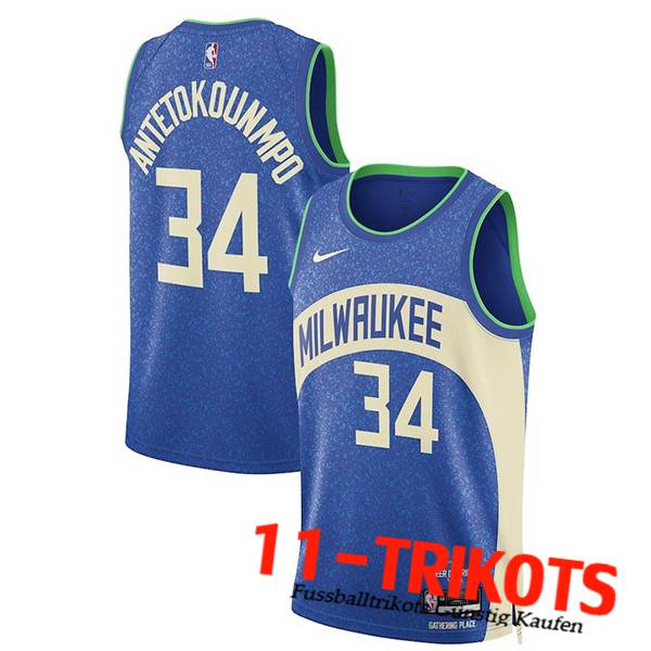 Milwaukee Bucks Trikot (ANTETOKOUNMPO #34) 2023/24 Blau/Weiß