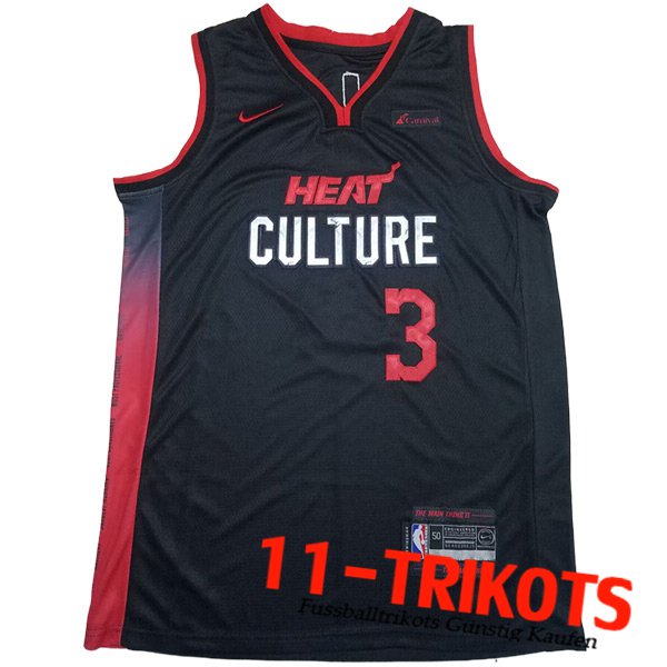 Miami Heat Trikot (WADE #3) 2023/24 Schwarz/Rot