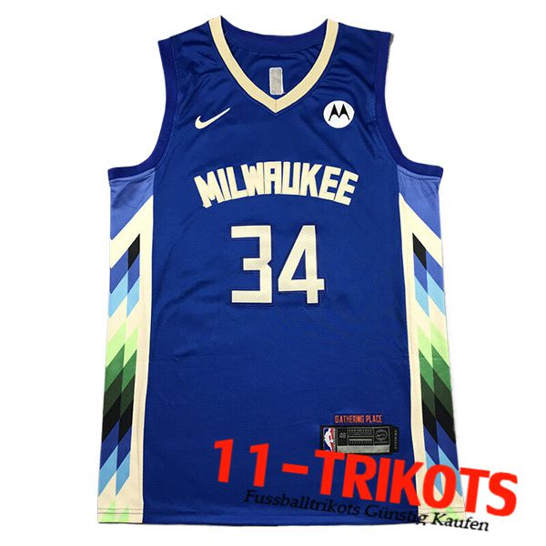 Milwaukee Bucks Trikot (ANTETOKOUNMPO #34) 2023/24 Blau -02