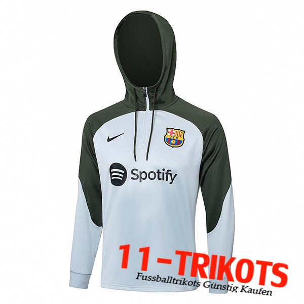 FC Barcelona Training Sweatshirt Mit Kapuze Weiß/Grün 2023/2024