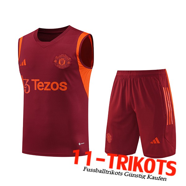 Manchester United Trainings-Tanktop + Shorts Rot 2023/2024 -02