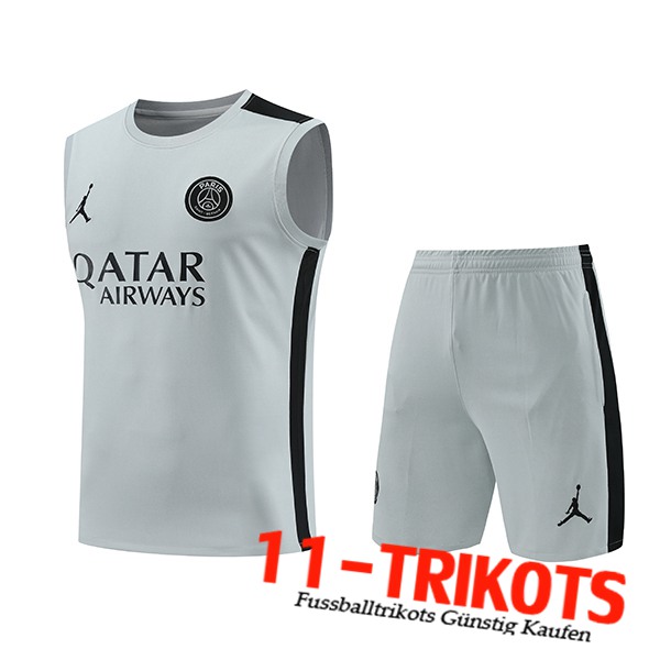 PSG Trainings-Tanktop + Shorts Weiß/Schwarz 2023/2024