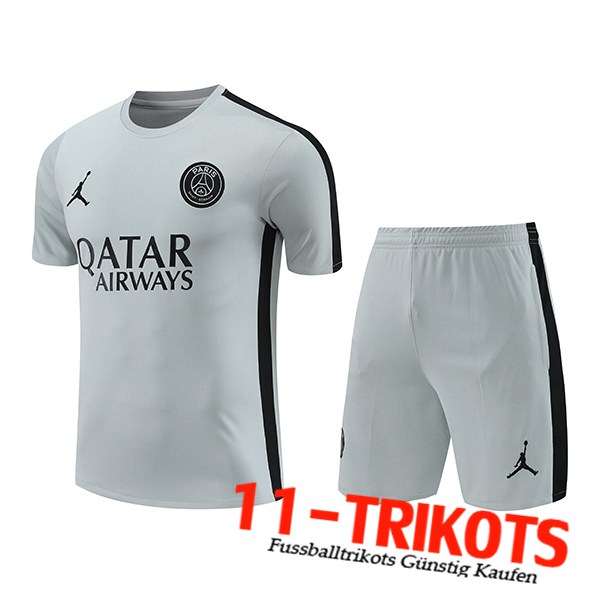 PSG Trainingstrikot + Shorts Grau/Schwarz 2023/2024