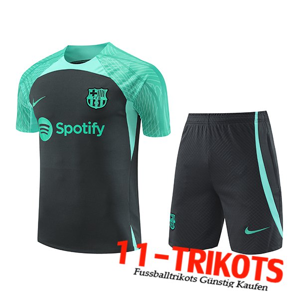 FC Barcelona Trainingstrikot + Shorts Schwarz/Grün 2023/2024