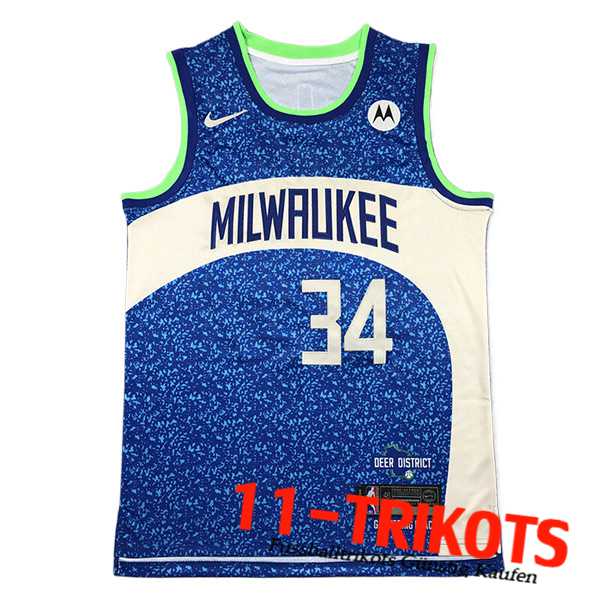 Milwaukee Bucks Trikot (ANTETOKOUNMPO #34) 2023/24 Blau/Weiß -02