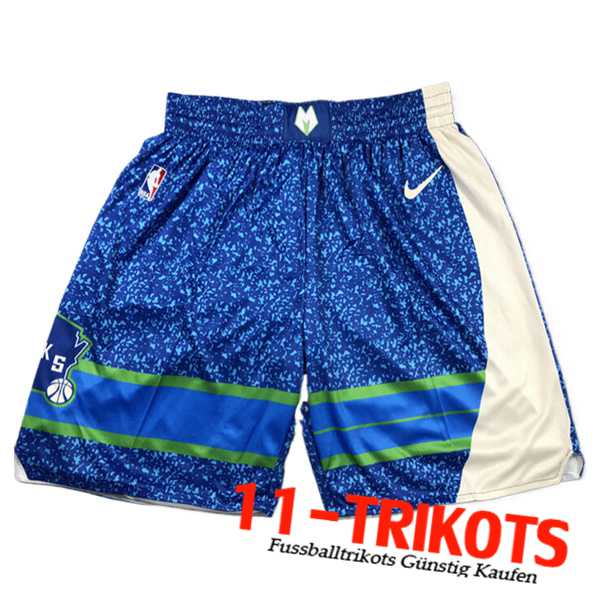 Milwaukee Bucks Shorts NBA 2023/24 Blau/Weiß