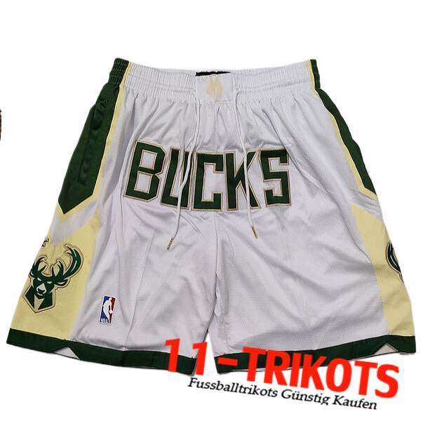 Milwaukee Bucks Shorts NBA 2023/24 Weiß/Grün/Gelb