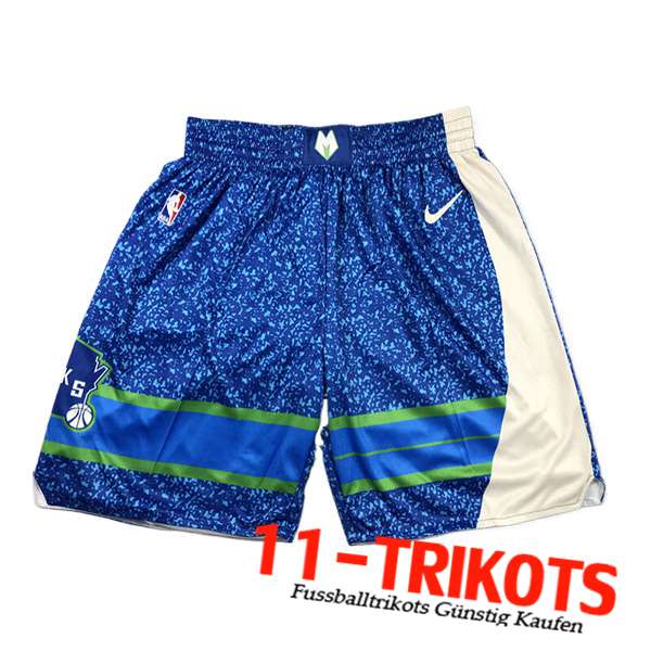 Los Milwaukee Bucks Shorts NBA 2023/24 Blau/Weiß