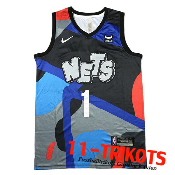 Brooklyn Nets Trikot (BRIDGES #1) 2023/24 Schwarz/Grau/Blau/Rot