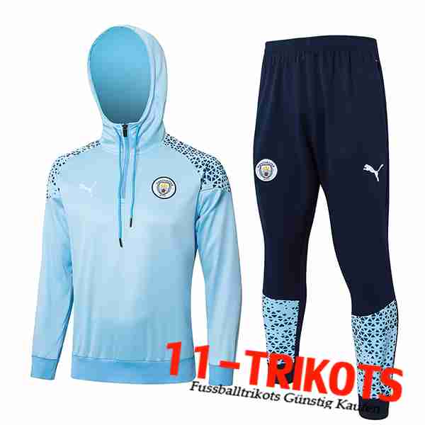 Manchester City Trainingsanzug Mit Kapuze Blau/Schwarz 2023/2024